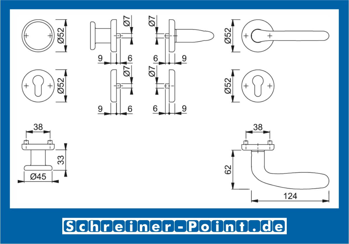 Hoppe Cardiff Edelstahl Rosettengarnitur F69 E1850Z/17KV/17KVS, 3032921, 2366090, 3032948, 3216641, 3032956, 2366111, 3032964, 3216755